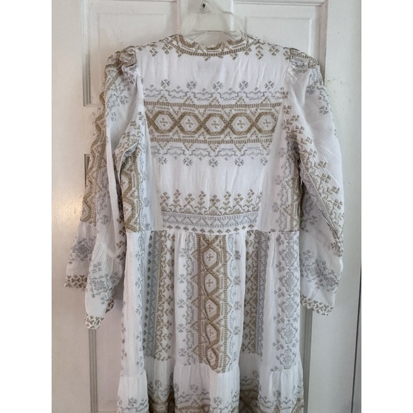 Hale‎ Bob Lole Embroidered Maxi Gold/Silver Sz XS Boho Beach Resort Gorgeous - Picture 10 of 16
